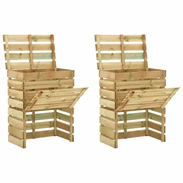 Composteur de jardin à lattes 2 pcs 80x50x100 cm Pin imprégné