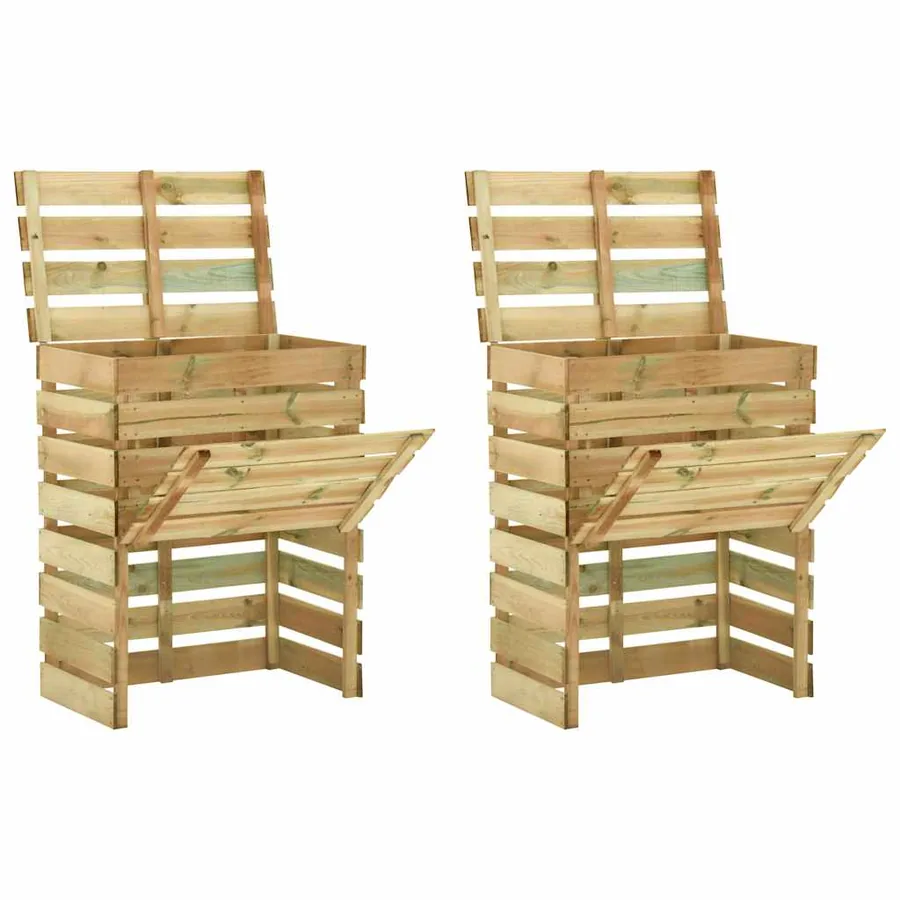 Composteur de jardin à lattes 2 pcs 80x50x100 cm Pin imprégné