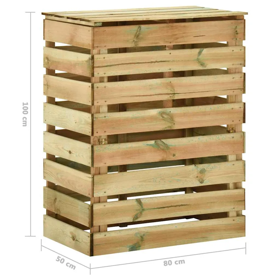 Composteur de jardin à lattes 2 pcs 80x50x100 cm Pin imprégné - 8