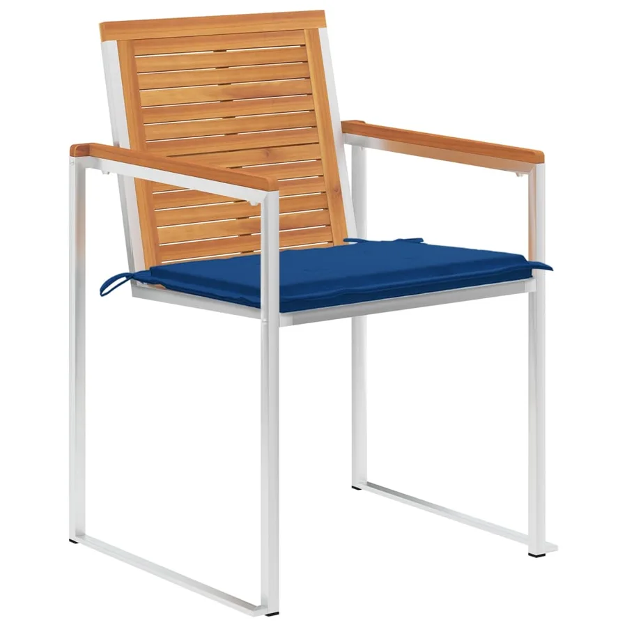 Chaises de jardin lot de 8 avec coussins Bois d'acacia solide - 2