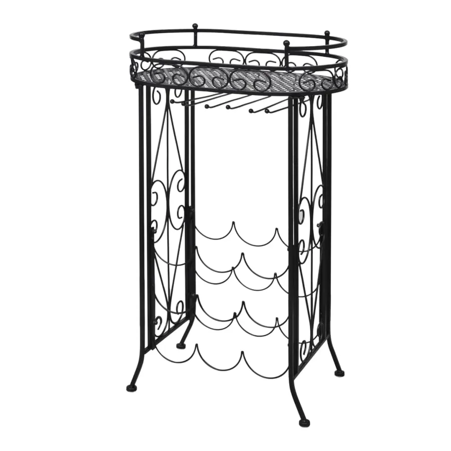 Casier à bouteilles avec porte-verre pour 9 bouteilles Métal - 2