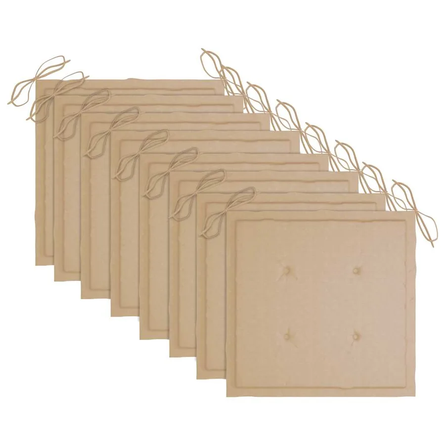Chaises de jardin empilables avec coussins lot de 8 Teck solide - 7