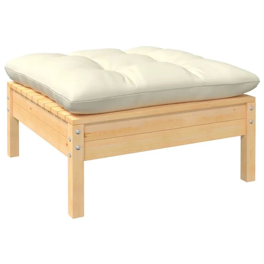 Salon de jardin 12 pcs avec coussins crème Bois de pin - 5