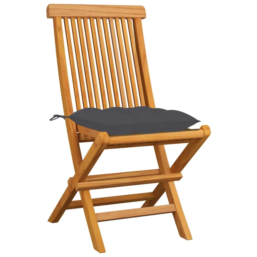 Chaises de jardin et coussins anthracite lot de 4 Bois de teck - 2