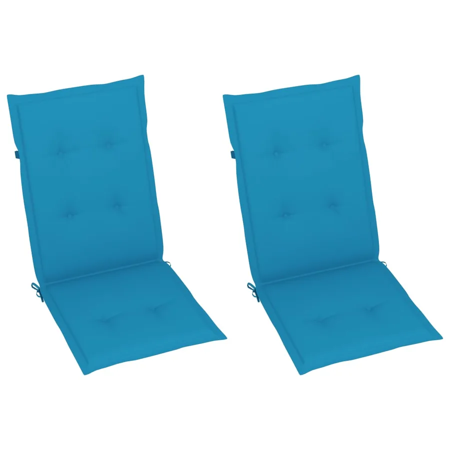 Chaises de jardin lot de 2 et coussins bleu Bois de teck - 6