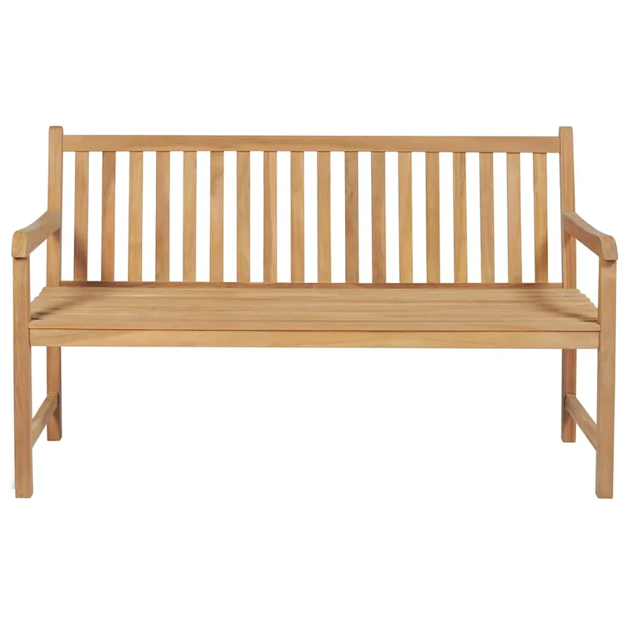 Banc de jardin avec coussin à carreaux rouge 150 cm Teck massif - 3