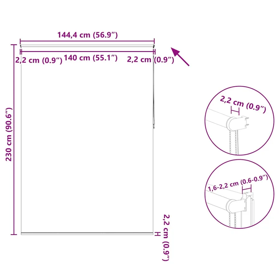 Store enrouleur occultant 144,4 x 230 cm, largeur du tissu 140 cm, blanc - 18