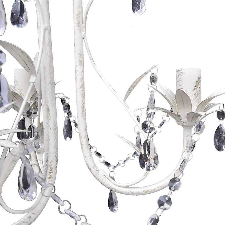 Lustre suspendu à cristaux Blanc élégant - 4
