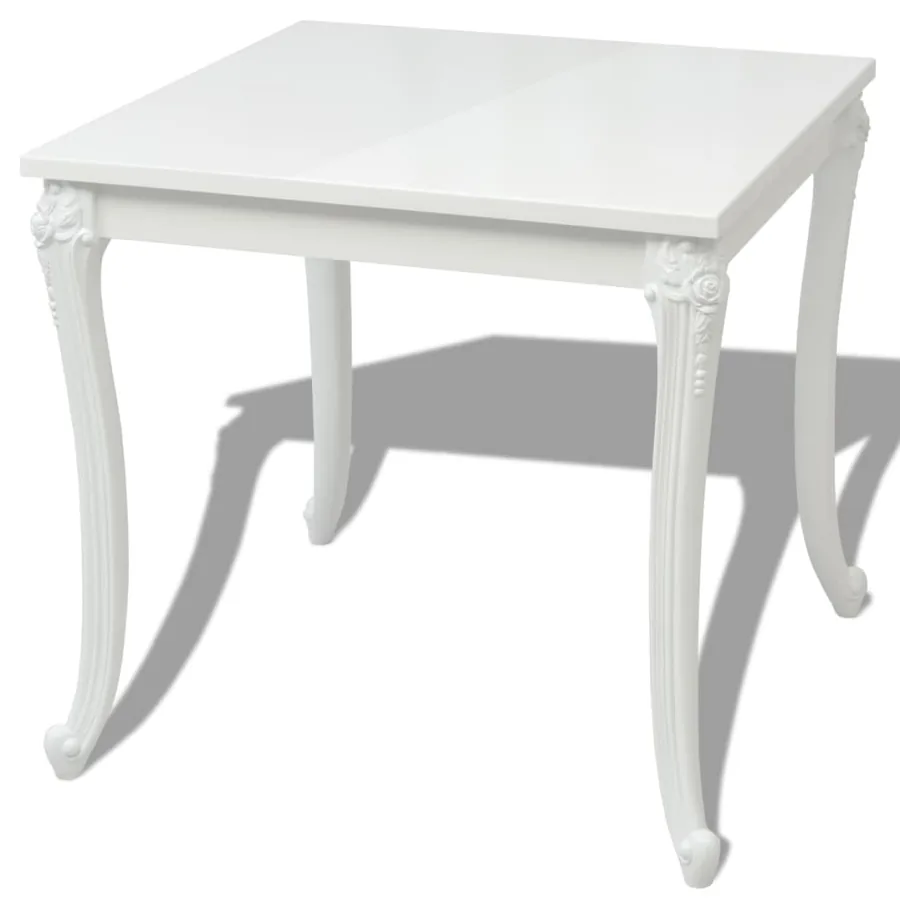 Table à manger 80x80x76 cm blanc brillant - 2