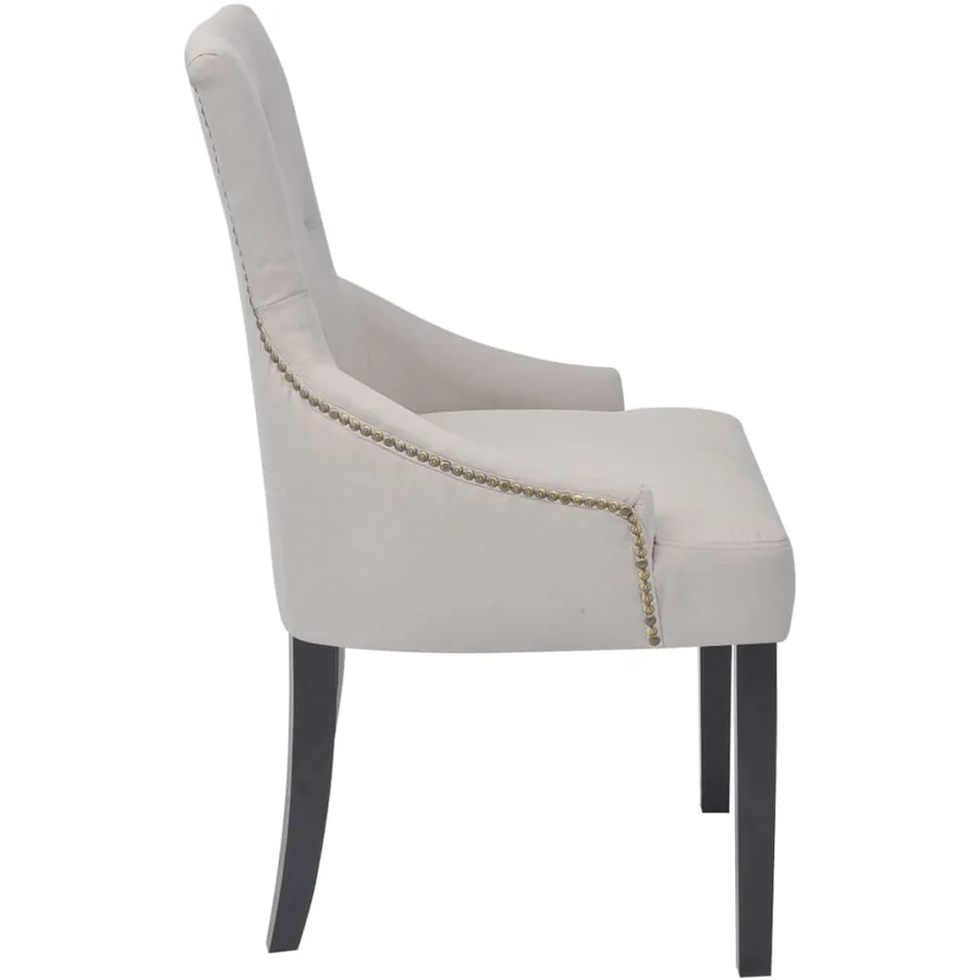 Chaises à manger lot de 2 gris crème tissu - 4