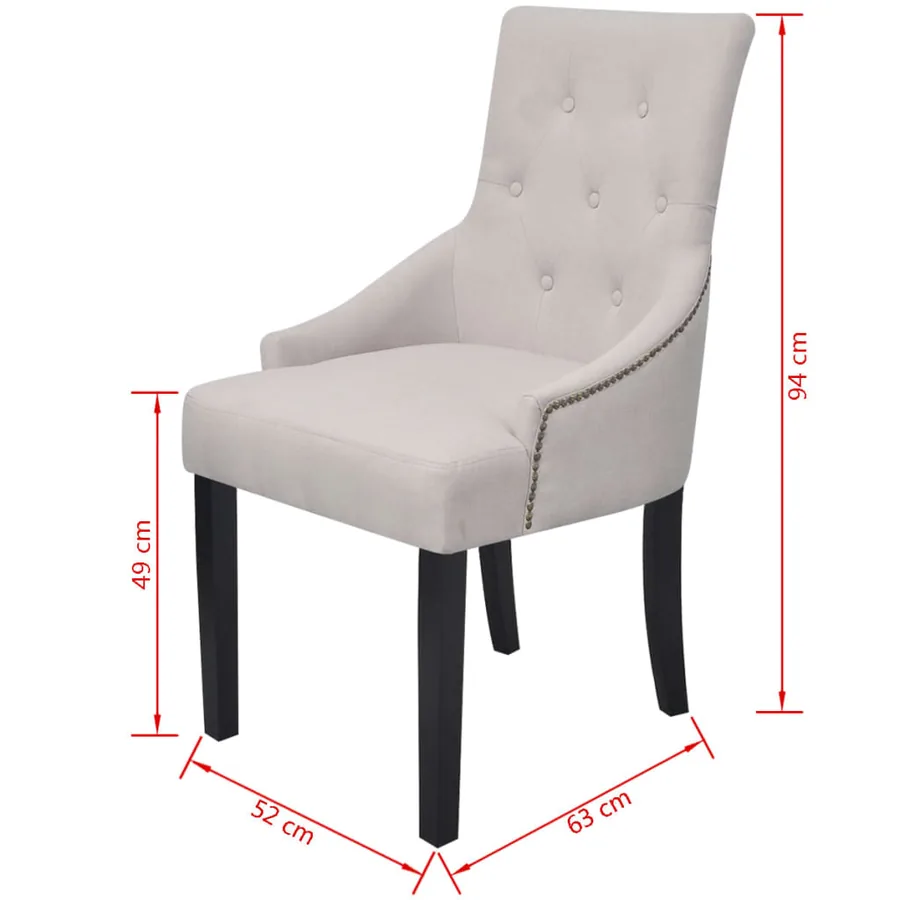Chaises à manger lot de 2 gris crème tissu - 7