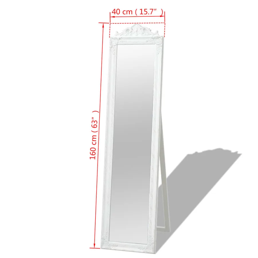 Miroir sur pied Style baroque 160x40 cm Blanc - 7