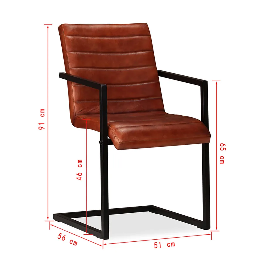Chaises à manger lot de 2 marron cuir véritable - 11