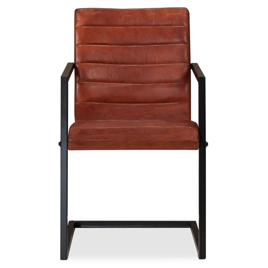 Chaises à manger lot de 2 marron cuir véritable - 3