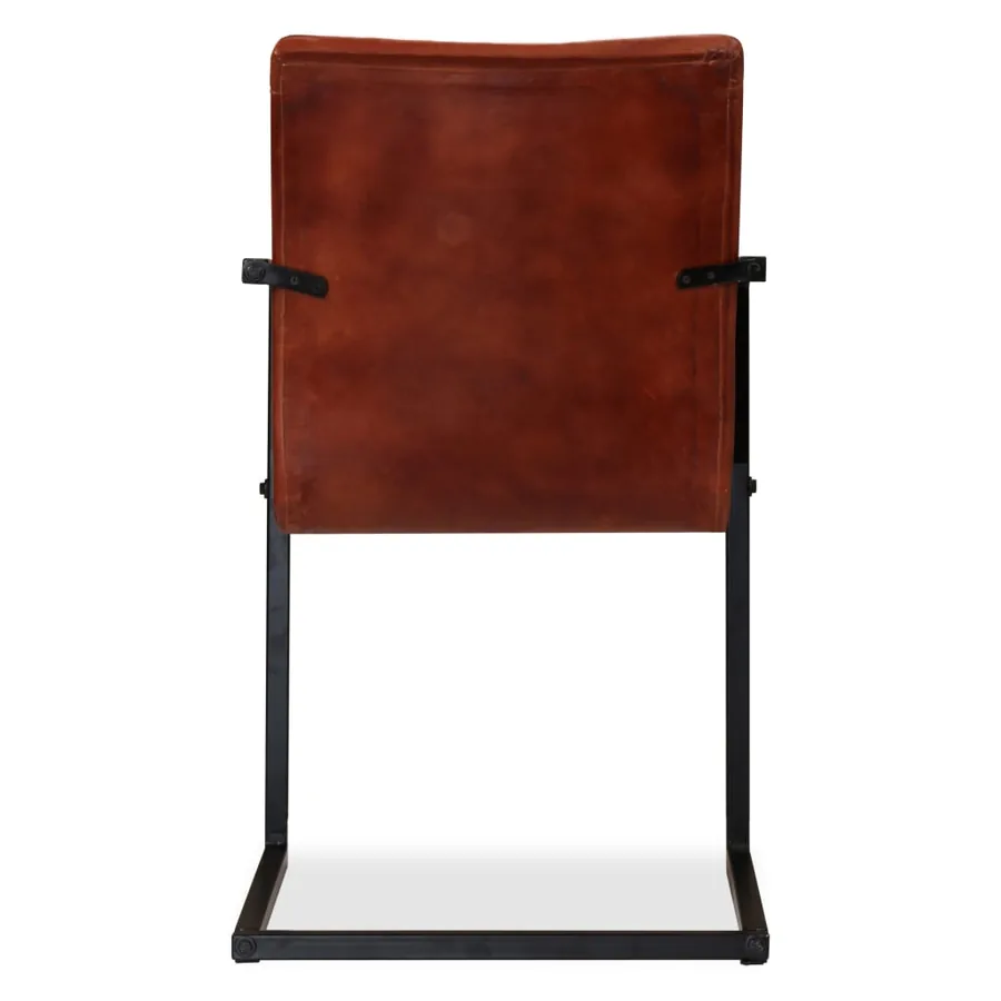 Chaises à manger lot de 2 marron cuir véritable - 7