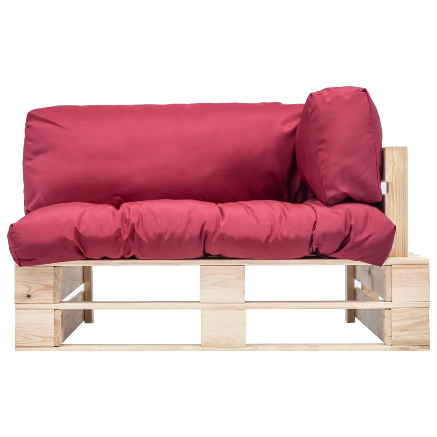 Canapé de jardin palette avec coussins rouge Pinède - 2