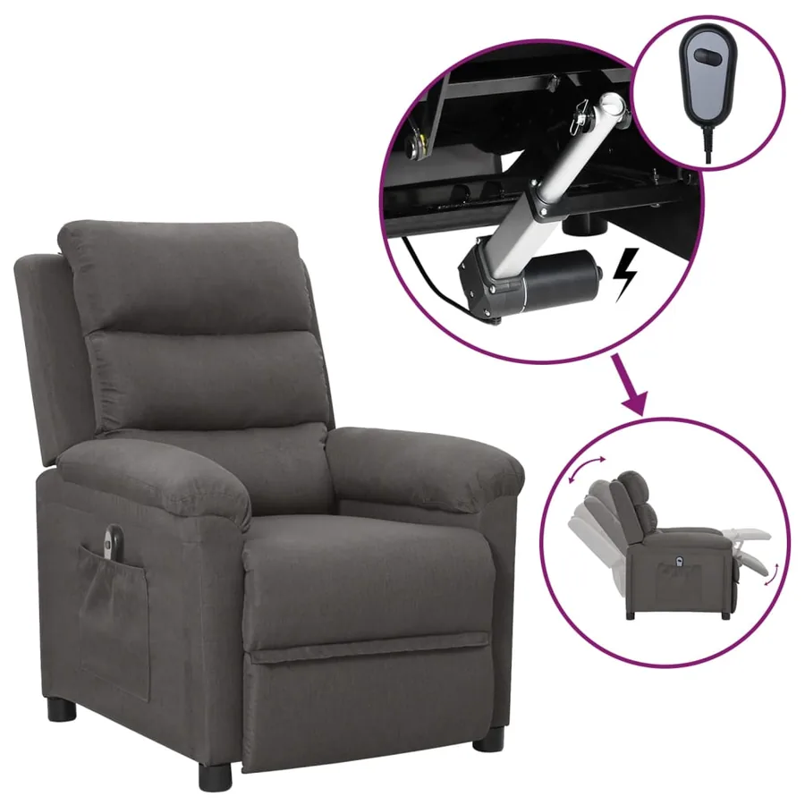 Fauteuil inclinable électrique Gris foncé Tissu