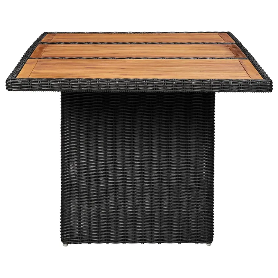 Table à manger de jardin Noir 200x100x74 cm Résine tressée - 3