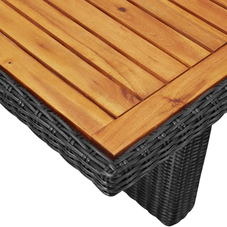 Table à manger de jardin Noir 200x100x74 cm Résine tressée - 4