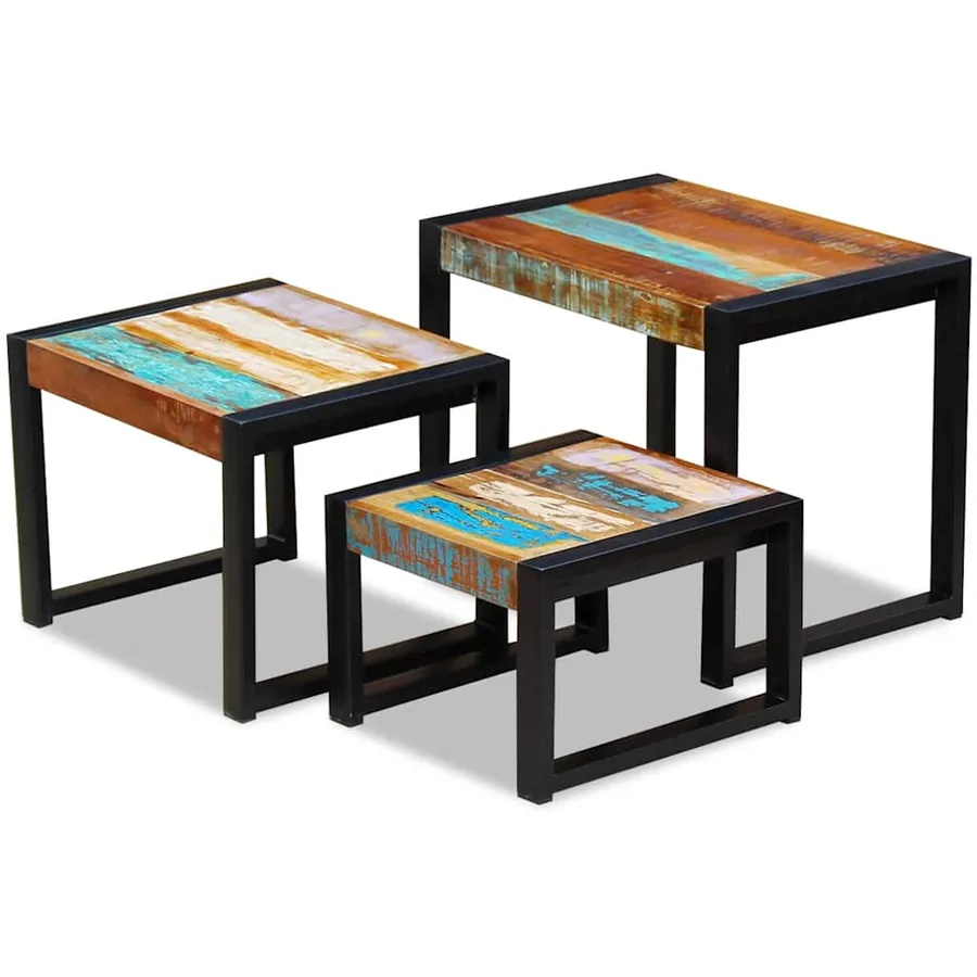 Tables gigognes 3 pcs Bois de récupération massif - 2