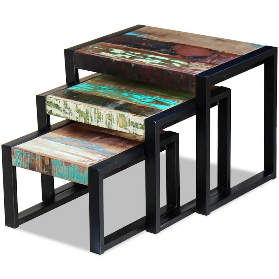 Tables gigognes 3 pcs Bois de récupération massif - 7