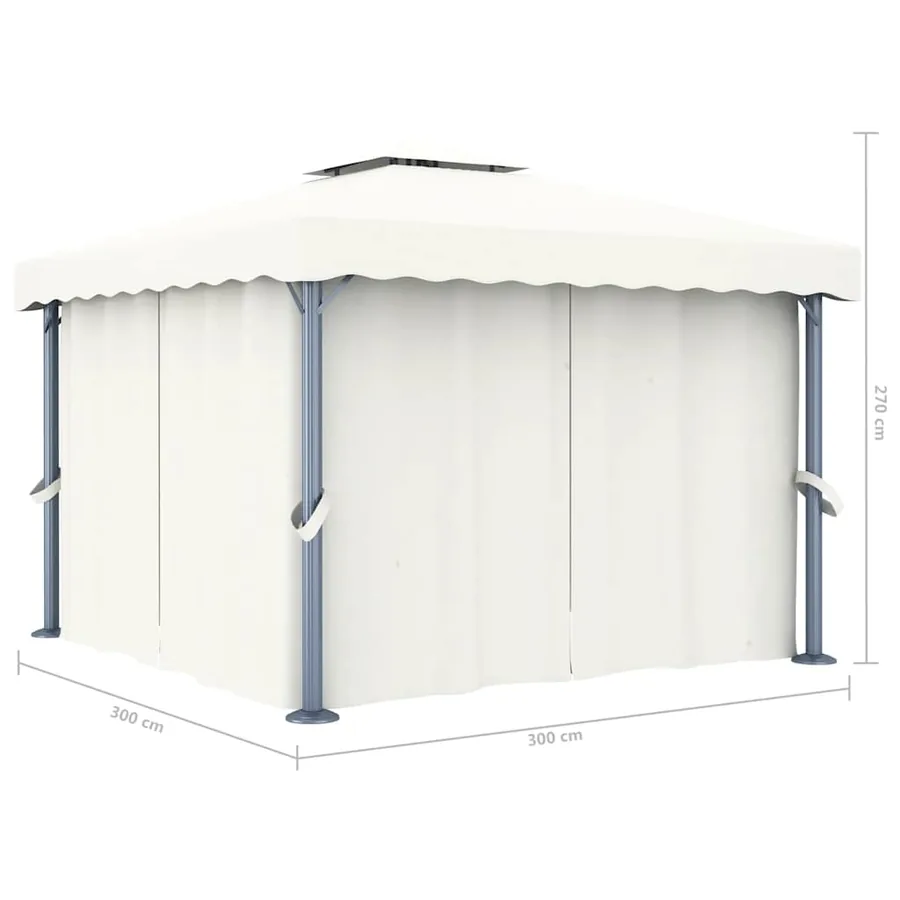 Tonnelle et rideau et guirlande lumineuse LED 3x3 m Blanc crème - 10
