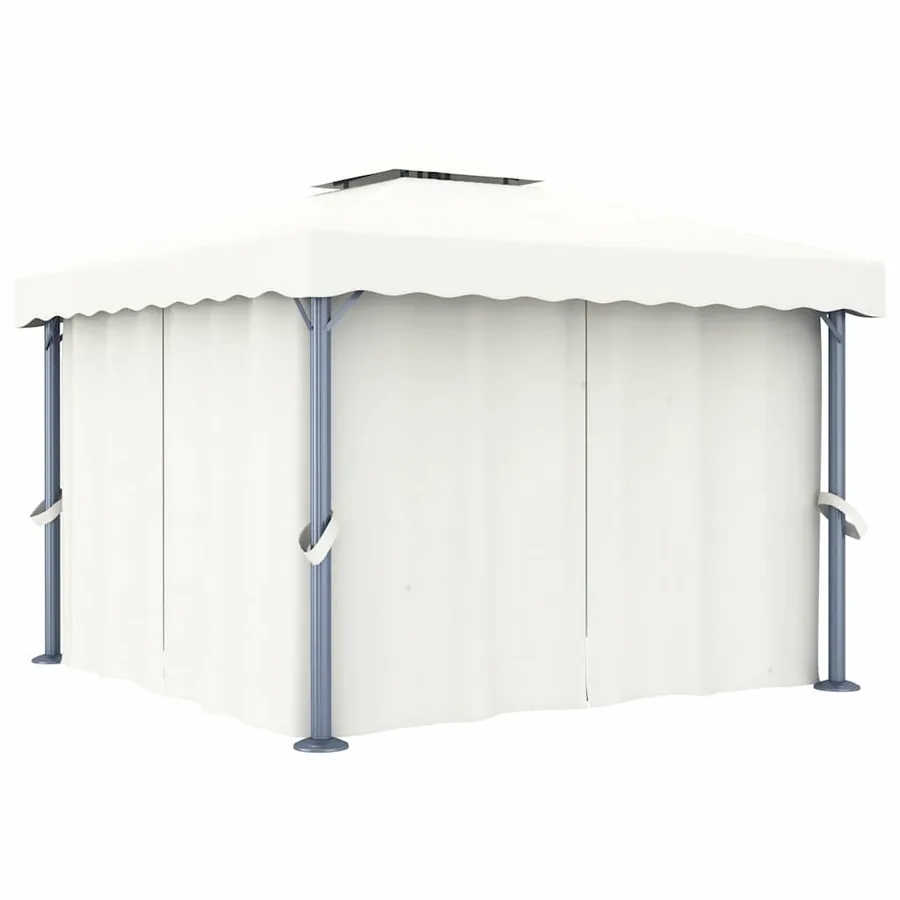 Tonnelle et rideau et guirlande lumineuse LED 3x3 m Blanc crème - 3