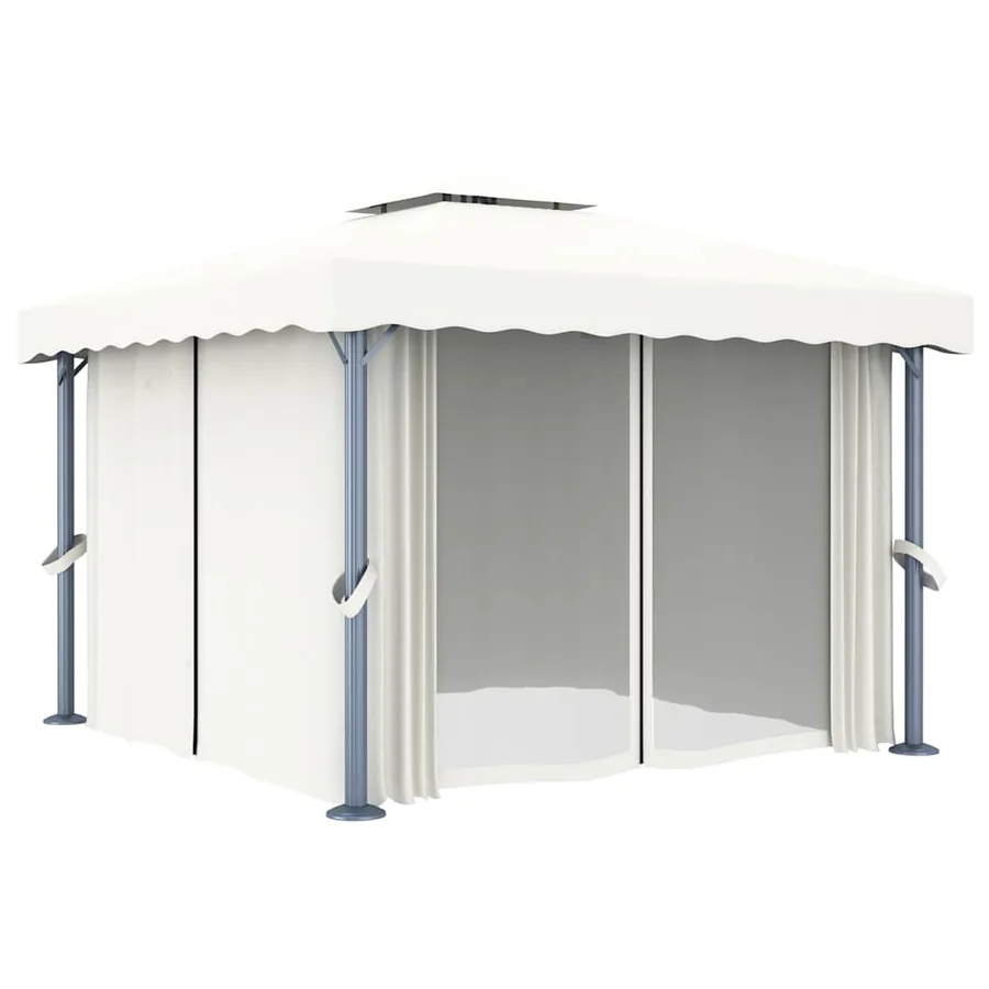 Tonnelle et rideau et guirlande lumineuse LED 3x3 m Blanc crème - 5