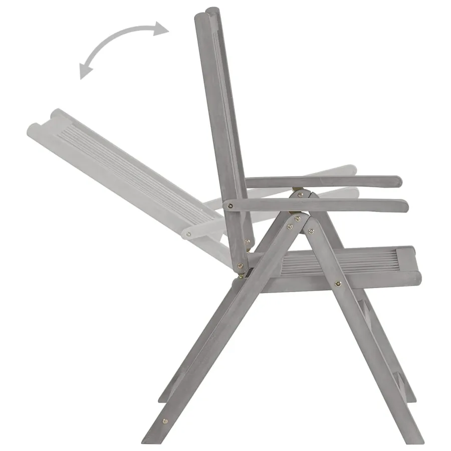 Chaises inclinables de jardin lot de 3 et coussins Bois acacia - 5