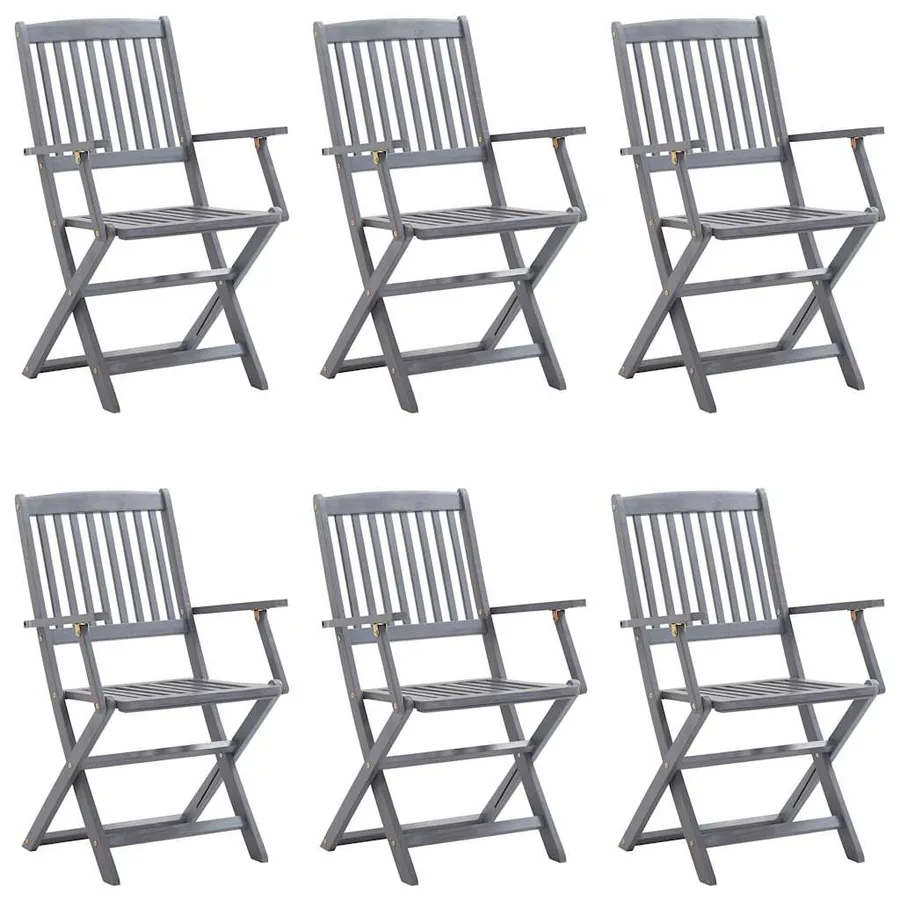 Chaises pliables d'extérieur lot de 6 et coussins Bois d'acacia - 2