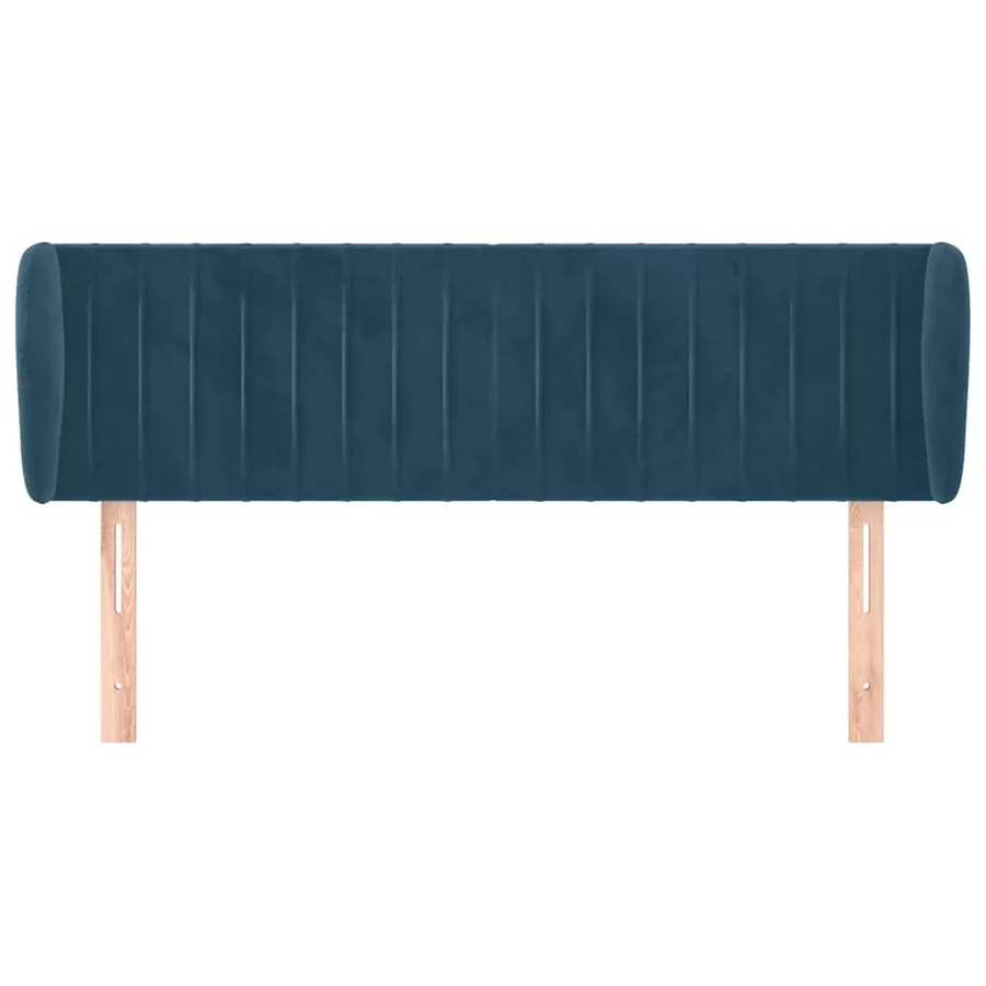 Tête de lit avec oreilles Bleu foncé 147x23x78/88 cm Velours - 3