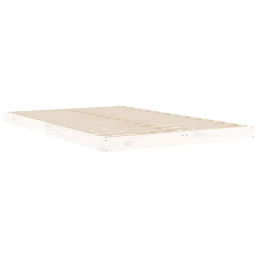 Cadre de lit sans matelas blanc 120x190 cm bois de pin massif - 4