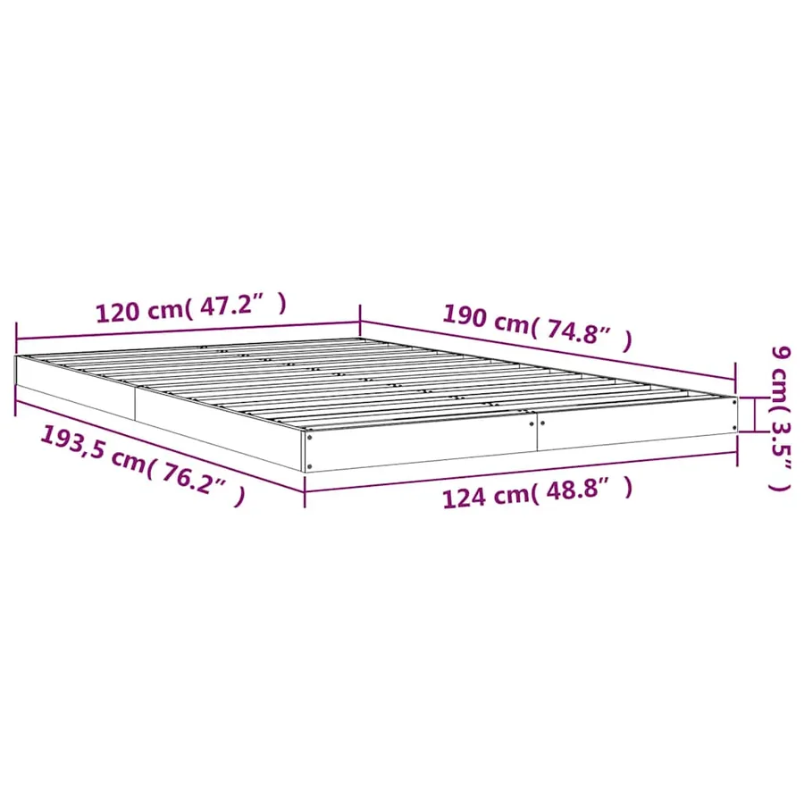 Cadre de lit sans matelas blanc 120x190 cm bois de pin massif - 8