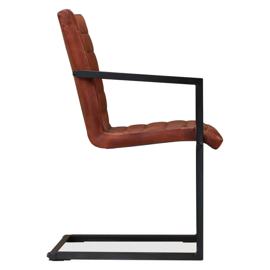 Chaises à manger lot de 6 marron cuir véritable - 4