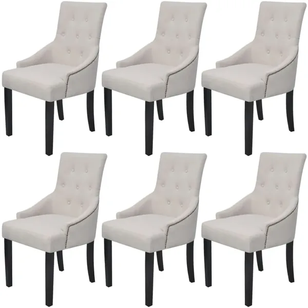 Chaises à manger lot de 6 gris crème tissu