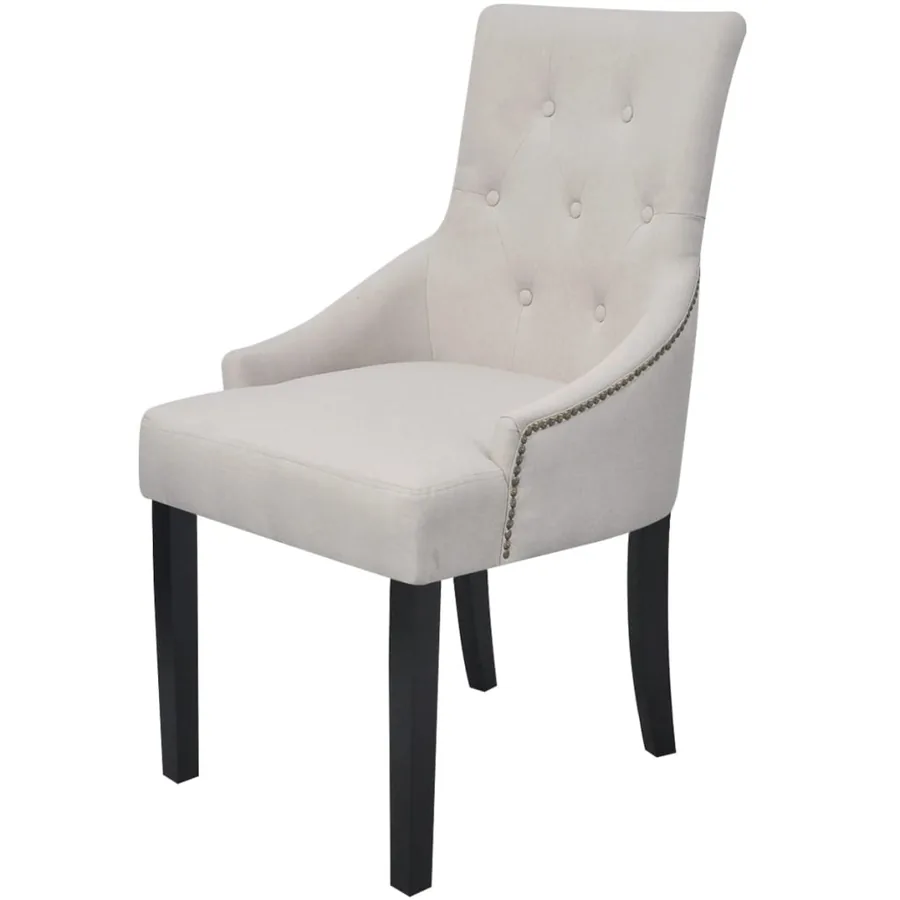Chaises à manger lot de 6 gris crème tissu - 2