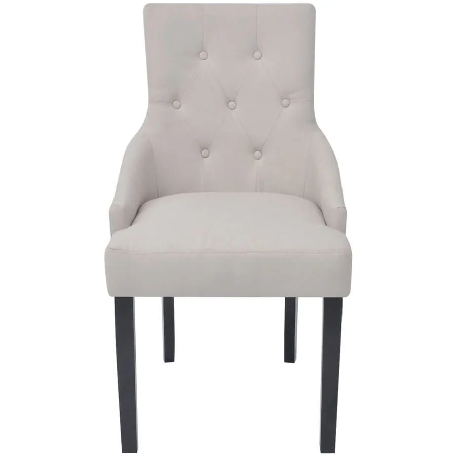 Chaises à manger lot de 6 gris crème tissu - 3