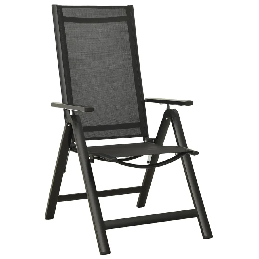 Chaises pliables de jardin lot de 2 Textilène et aluminium Noir - 2