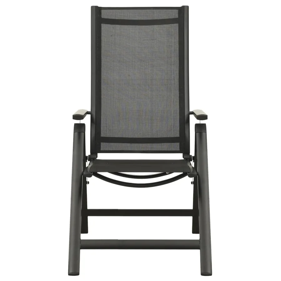 Chaises pliables de jardin lot de 2 Textilène et aluminium Noir - 3