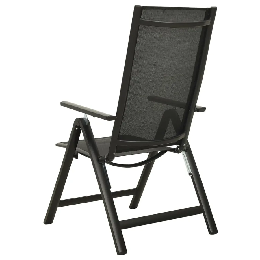 Chaises pliables de jardin lot de 2 Textilène et aluminium Noir - 4