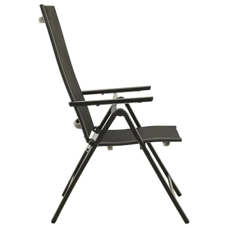 Chaises pliables de jardin lot de 2 Textilène et aluminium Noir - 5