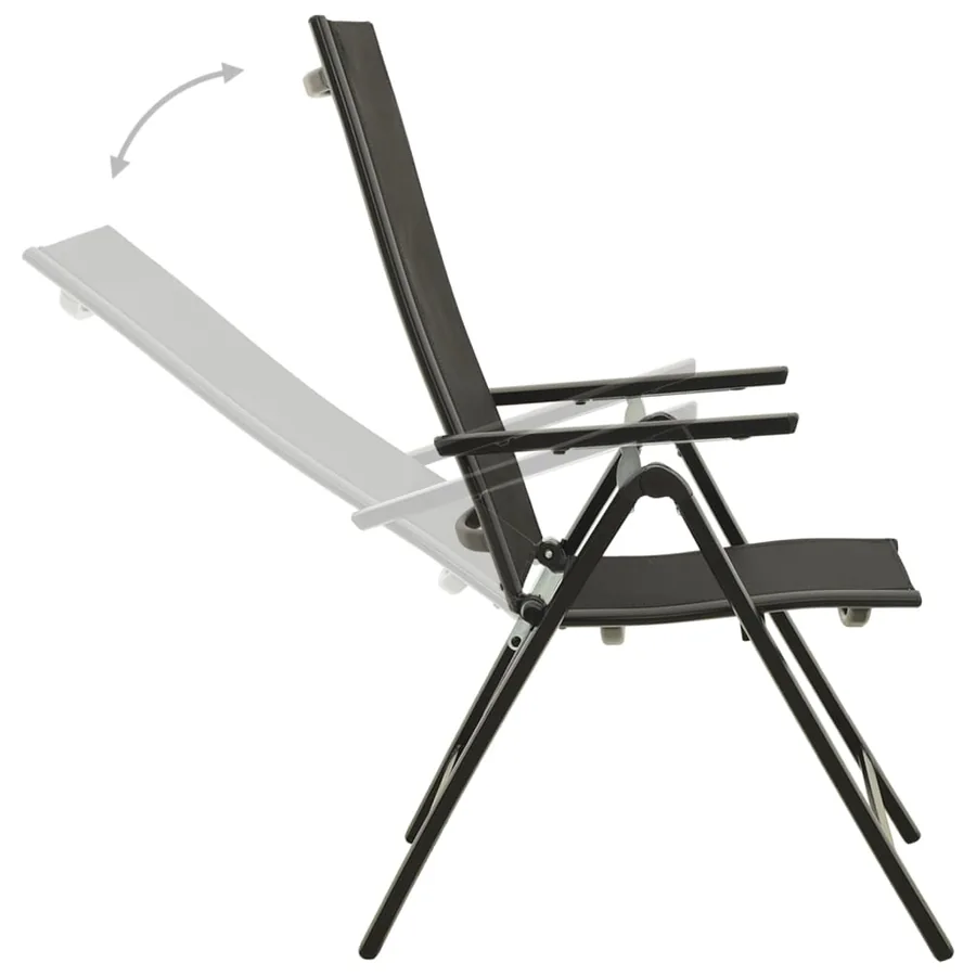 Chaises pliables de jardin lot de 2 Textilène et aluminium Noir - 6