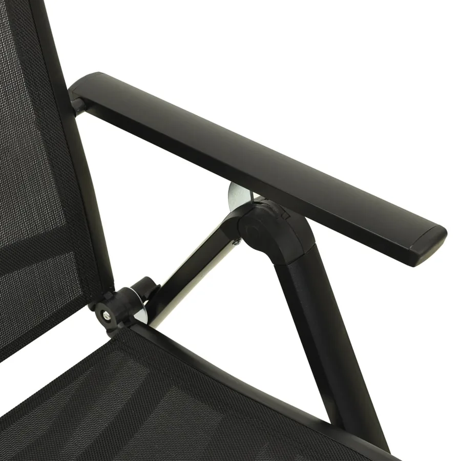 Chaises pliables de jardin lot de 2 Textilène et aluminium Noir - 7