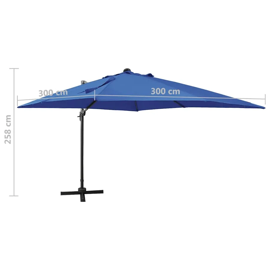 Parasol de jardin en porte-à-faux et mât et lumières LED - 11