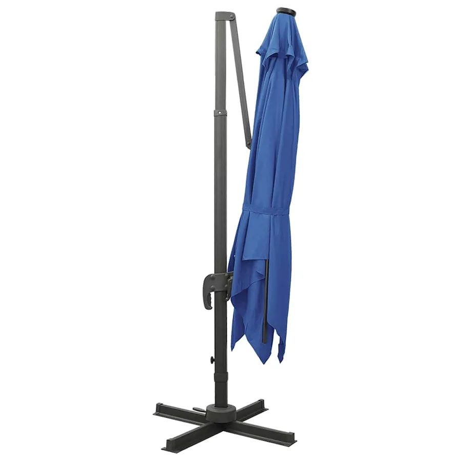 Parasol de jardin en porte-à-faux et mât et lumières LED - 3