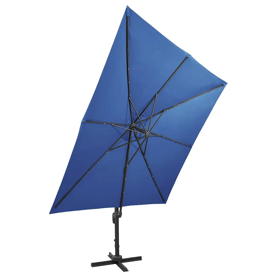Parasol de jardin en porte-à-faux et mât et lumières LED - 6