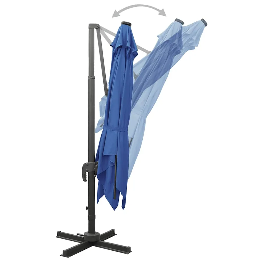 Parasol de jardin en porte-à-faux et mât et lumières LED - 7