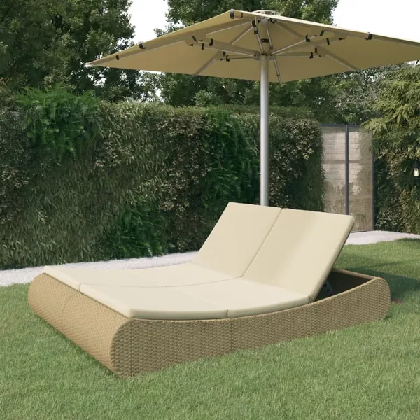 Chaise longue d'extérieur Résine tressée Beige