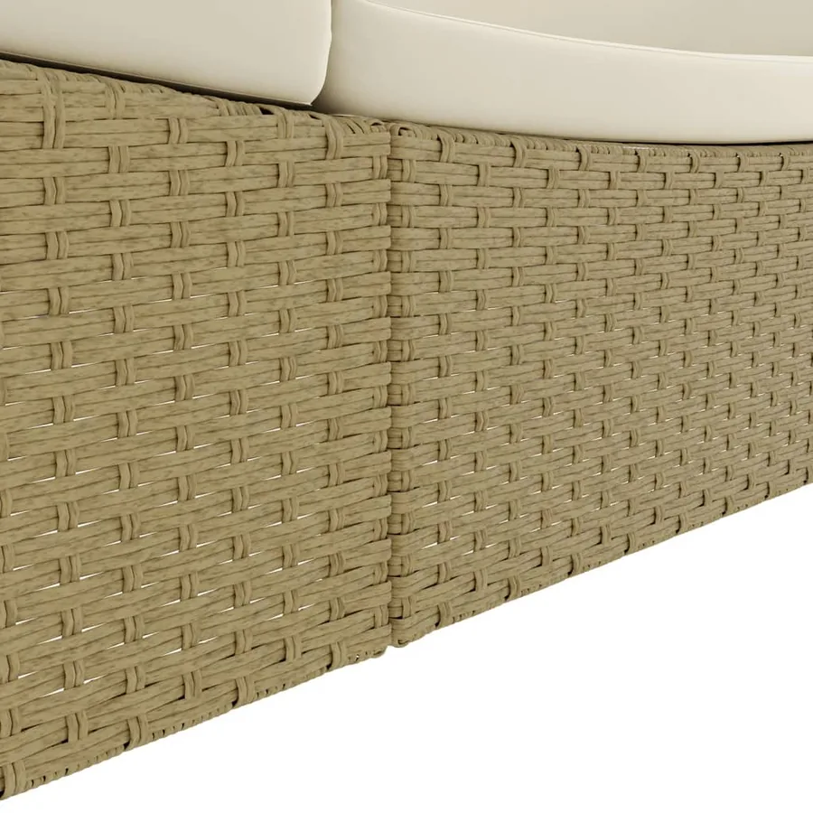 Chaise longue d'extérieur Résine tressée Beige - 10