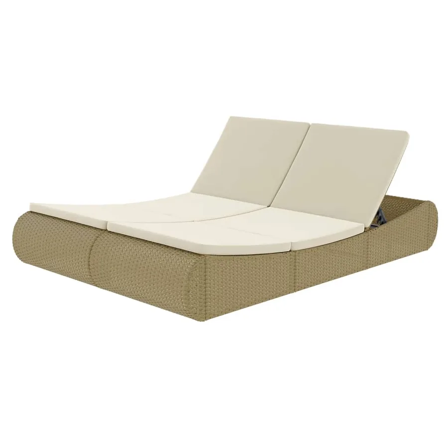 Chaise longue d'extérieur Résine tressée Beige - 2